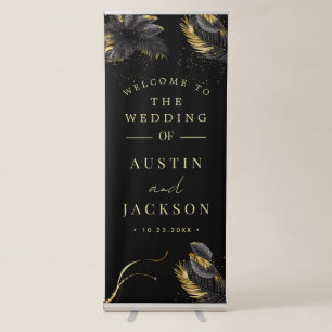 Elegant Blush Pink Flowers Greenery Boho Wedding Retractable Banner