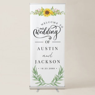 Elegant Blush Pink Flowers Greenery Boho Wedding  Retractable Banner