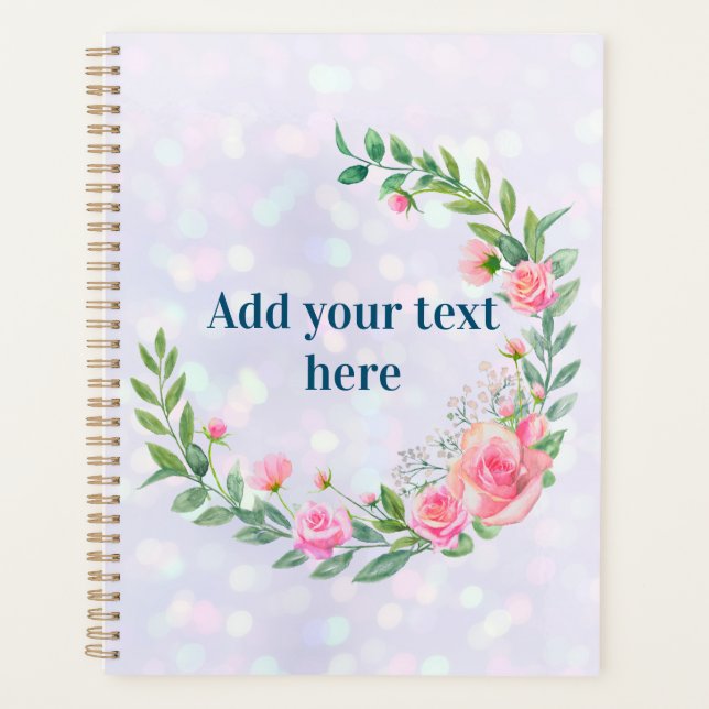 Elegant Blush Pink Flowers Planner (Front)
