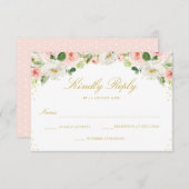 Elegant blush pink flowers RSVP card (Front/Back)
