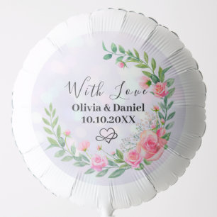 Elegant Blush Pink Flowers Thank You Wedding Balloon