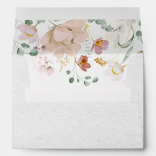 Elegant Blush Pink Garden Flowers Bridal Shower Envelope