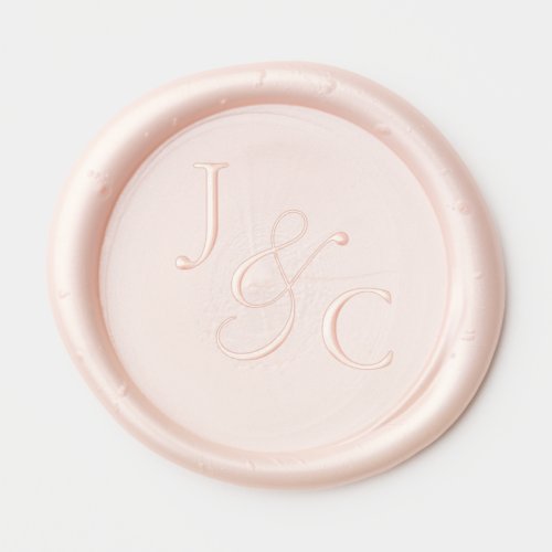 Elegant Blush Pink Garden Wedding Initials Wax Seal Sticker