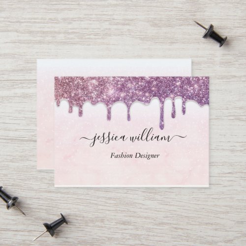 Elegant  Blush Pink Glitter Agate Modern Chic Calling Card