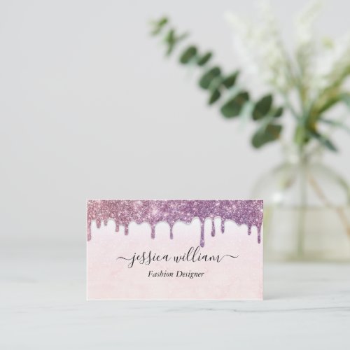 Elegant  Blush Pink Glitter Agate Modern Chic  Calling Card
