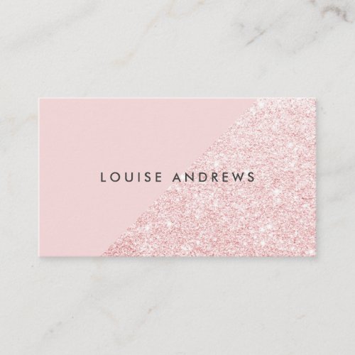 Elegant blush pink glitter color block beauty business card