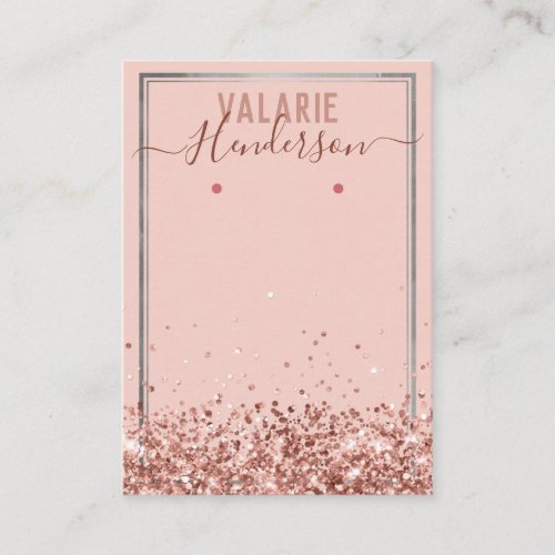 Elegant Blush Pink Glitter Earring Holder Business Card