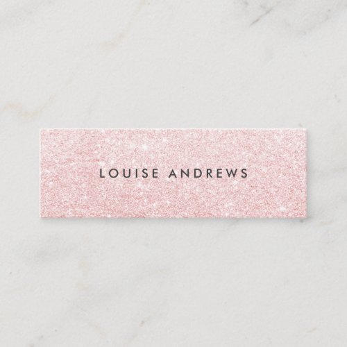 Elegant blush pink glitter simple white beauty mini business card