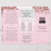 Elegant Blush Pink Glitter Trifold Salon Brochure (Front/Back)