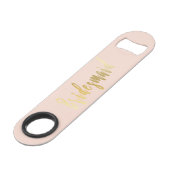 Elegant blush pink & gold bridesmaid bar key (Front Angled)