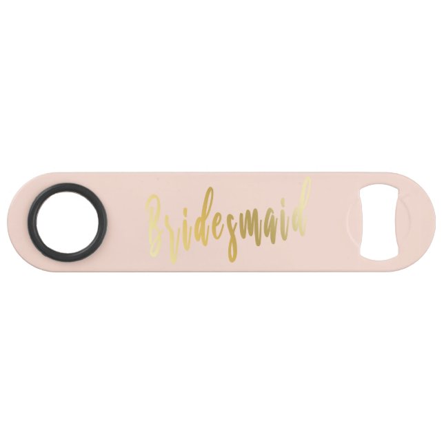 Elegant blush pink & gold bridesmaid bar key (Front (Horizontal))