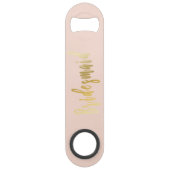 Elegant blush pink & gold bridesmaid bar key (Front)