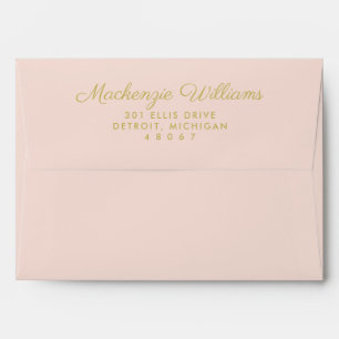 Elegant Blush Pink Gold Calligraphy Wedding Envelope