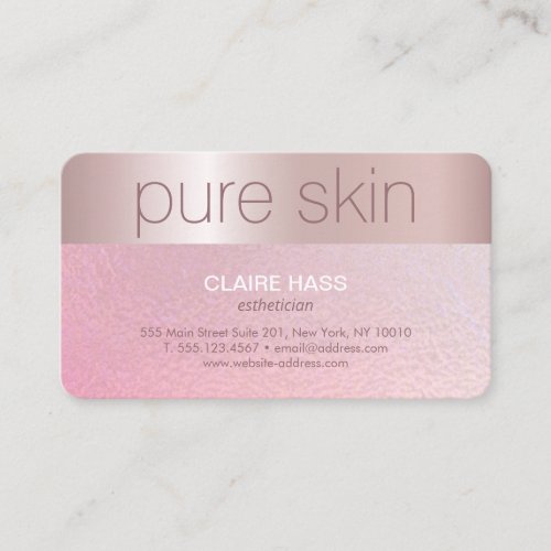 Elegant Blush Pink Gold Esthetician Spa  Business  Business Card