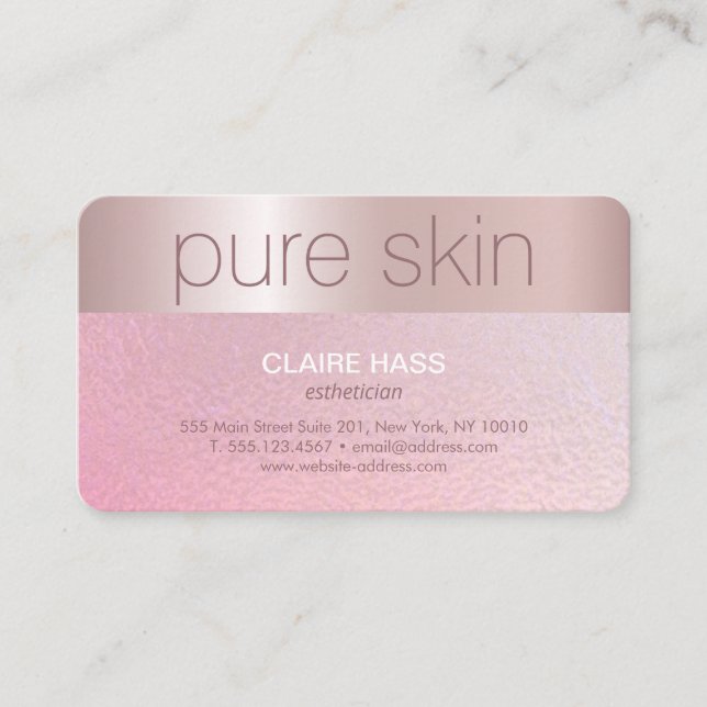 Elegant Blush Pink Gold Esthetician Spa  Business  Card (Front)