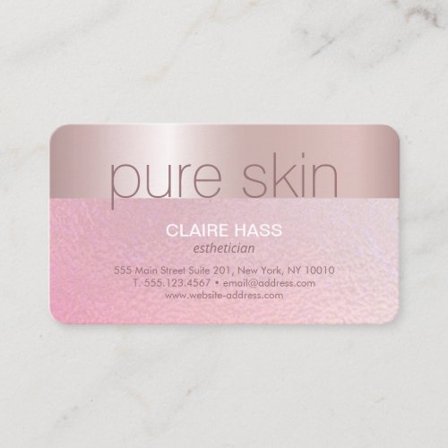 Elegant Blush Pink Gold Esthetician Spa  Business Card