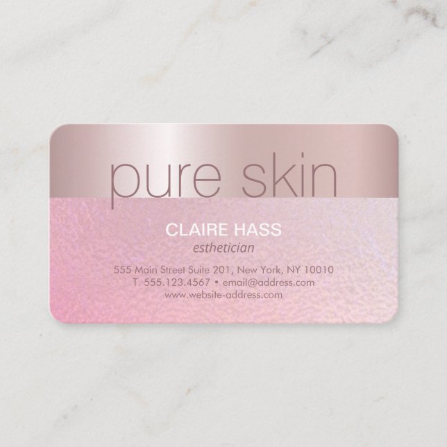 Elegant Blush Pink Gold Esthetician Spa  Business Card (Front)