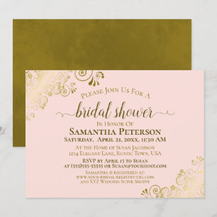 Elegant Blush Pink & Gold Fancy Bridal Shower Invitation