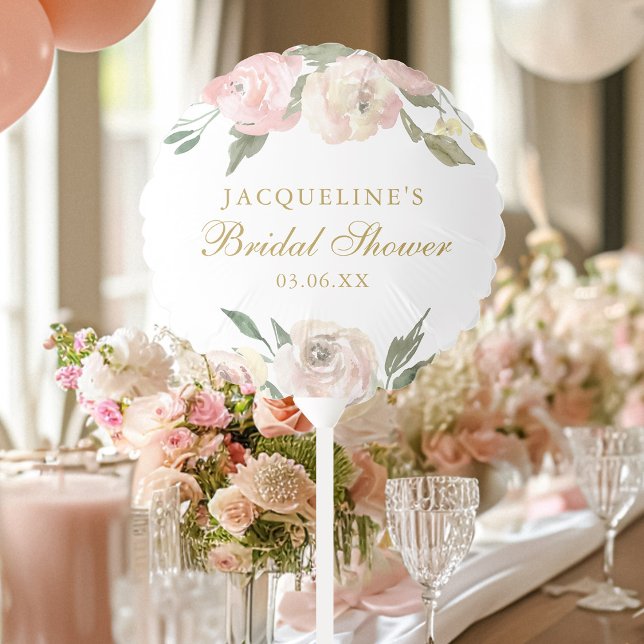 Elegant Blush Pink Gold Floral Bridal Shower Balloon (Creator Uploaded)
