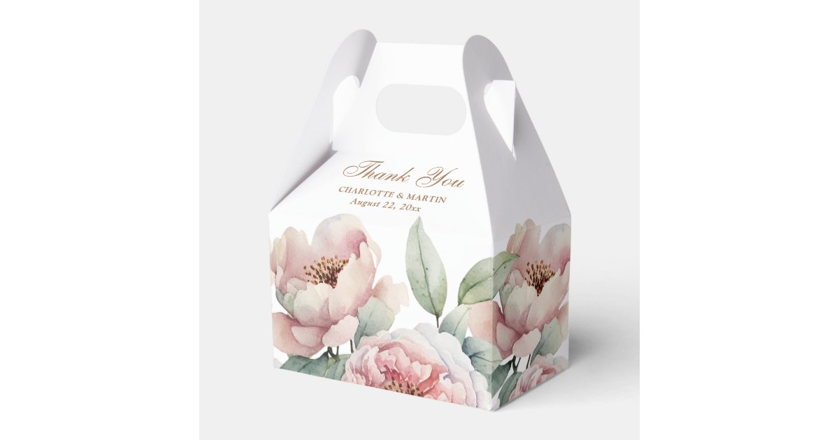 Elegant Blush Pink Gold Floral Wedding Favor Boxes | Zazzle