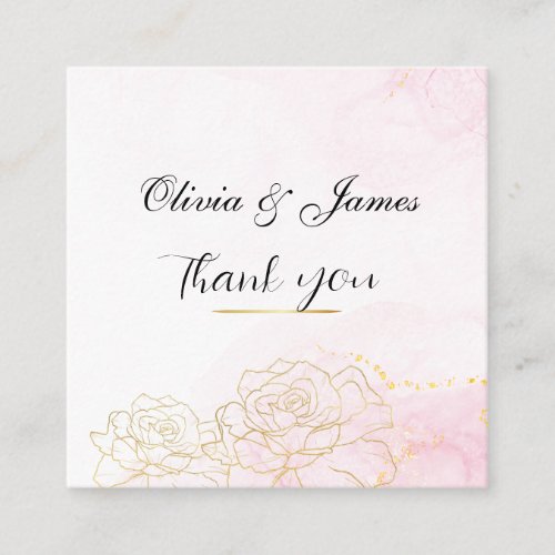 Elegant Blush Pink Gold Floral Wedding Thank You  Enclosure Card