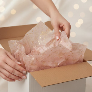Elegant Blush Pink Gold Foil Floral Tissue Paper
