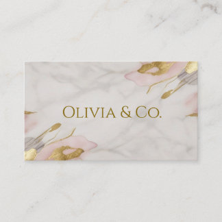Elegant Blush Pink Gold Foil & Marble Business Card