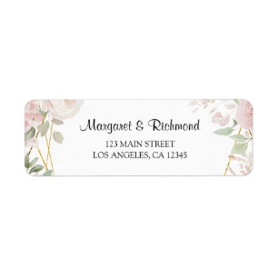 Elegant Blush Pink Gold Geo Wedding Return Address Label