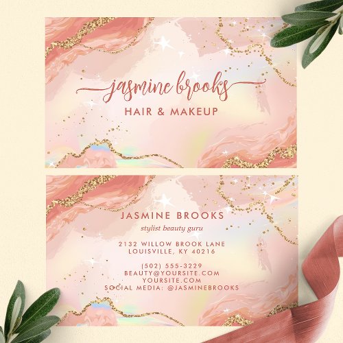 Elegant Blush Pink Gold Glitter Business Card