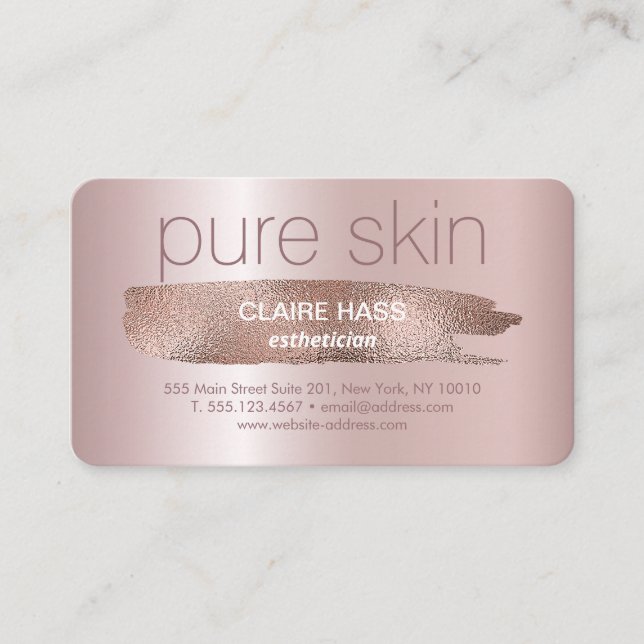 Elegant Blush Pink Gold Glitter Esthetician Spa  B Business Card (Front)
