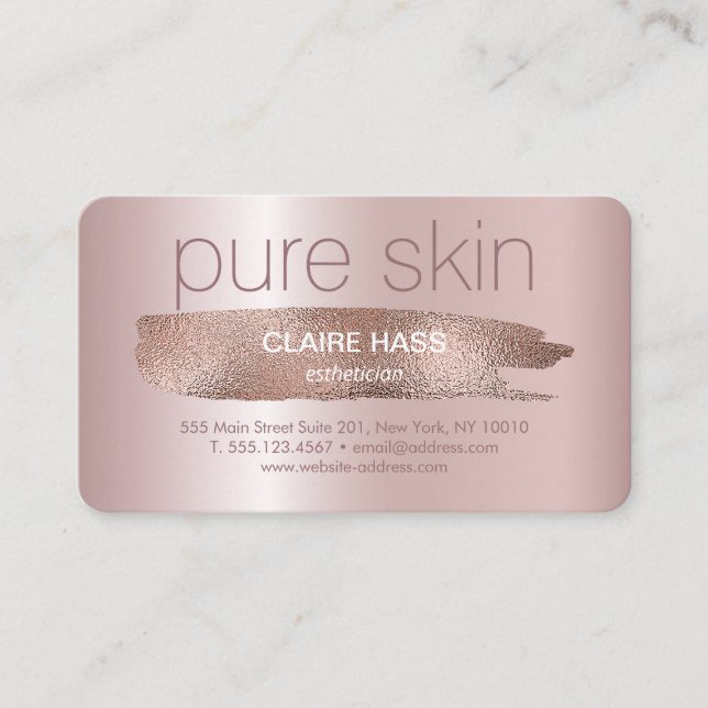 Elegant Blush Pink Gold Glitter Esthetician Spa  Business Card (Front)