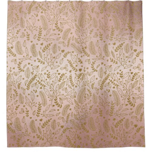 Elegant Blush Pink Gold Glitter Holiday Pattern Shower Curtain