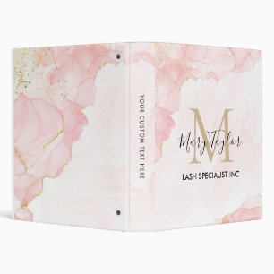 Elegant Blush Pink Gold Glitter Marble 3 Ring Binder