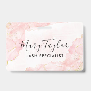 Elegant Blush Pink Gold Glitter Marble Badge