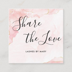 Elegant Blush Pink Gold Glitter Marble Referral Card