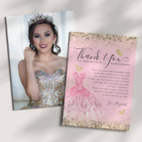 Elegant Blush Pink Gold Glitter Quinceanera Photo