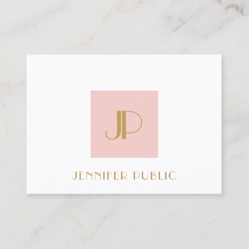 Elegant Blush Pink Gold Monogram Modern Template Business Card