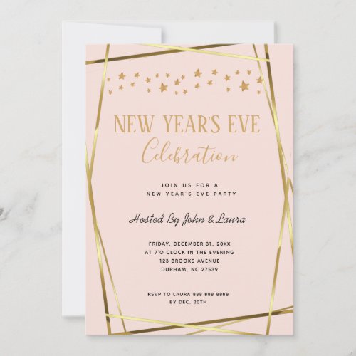 Elegant Blush Pink  gold New Years Announcement