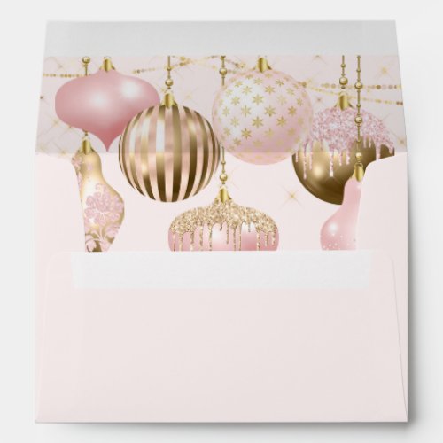 Elegant Blush Pink Gold Ornaments Christmas Envelope