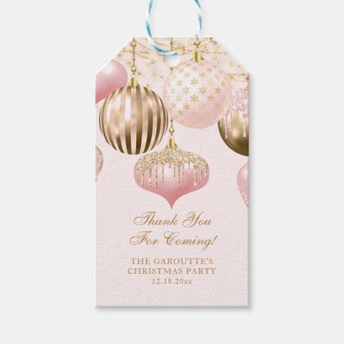 Elegant Blush Pink Gold Ornaments Christmas Party Gift Tags