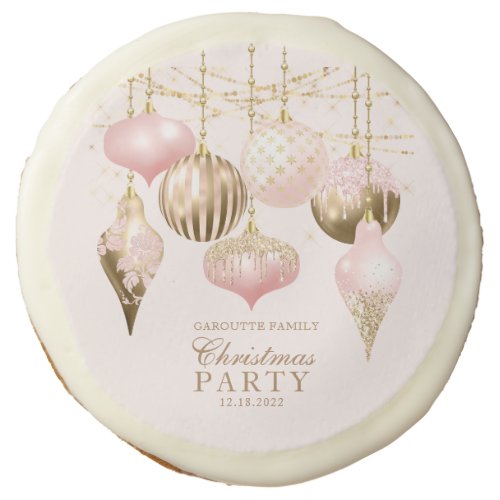Elegant Blush Pink Gold Ornaments Christmas Party Sugar Cookie