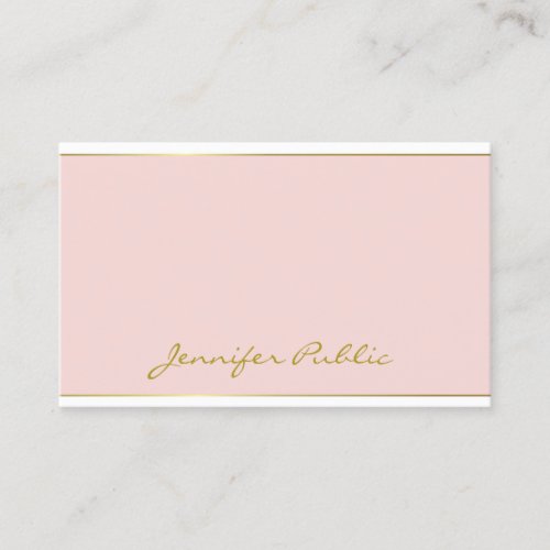 Elegant Blush Pink Gold Template Hand Script Text Business Card