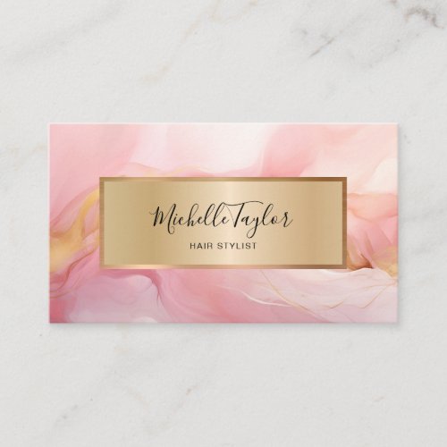 Elegant Blush Pink Gold  Watercolor Social Media Business Card