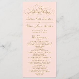 Elegant Blush Pink & Gold Wedding Program Template