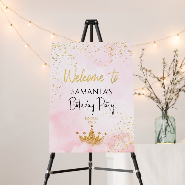 Elegant Blush Pink & Gold  Welcome  Foam Board (In Situ (Stand))