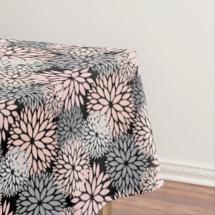 Elegant Blush Pink Gray Dahlia Floral Tablecloth