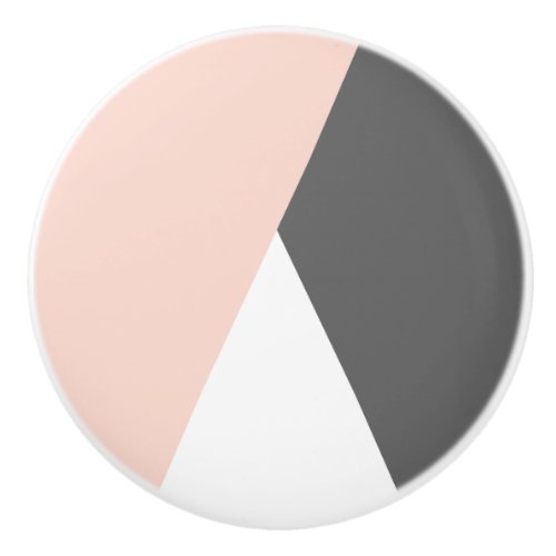 Elegant blush pink  grey geometric triangles ceramic knob
