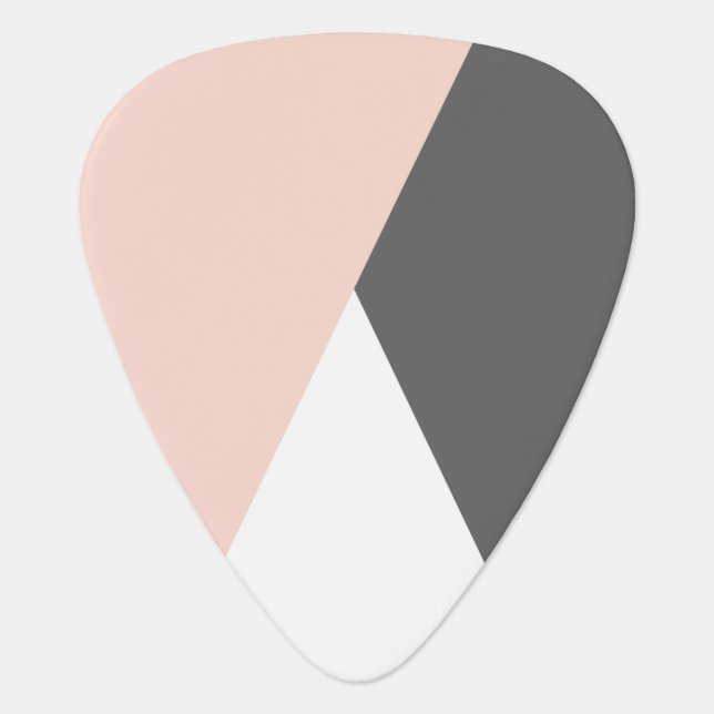 Elegant blush pink & grey geometric triangles guitar pick (Front)