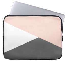 Elegant blush pink &amp; grey geometric triangles laptop sleeve