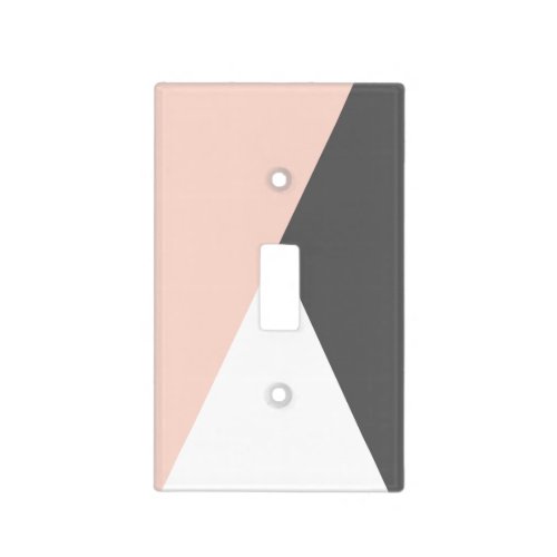 Elegant blush pink  grey geometric triangles light switch cover